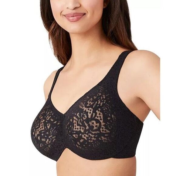 Wacoal NWT Halo Lace Full Figure Underwire Bra Black sz 32D - Picture 4 of 5